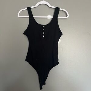 Shinestar Black Ribbed Snap-Front Kids Bodysuit